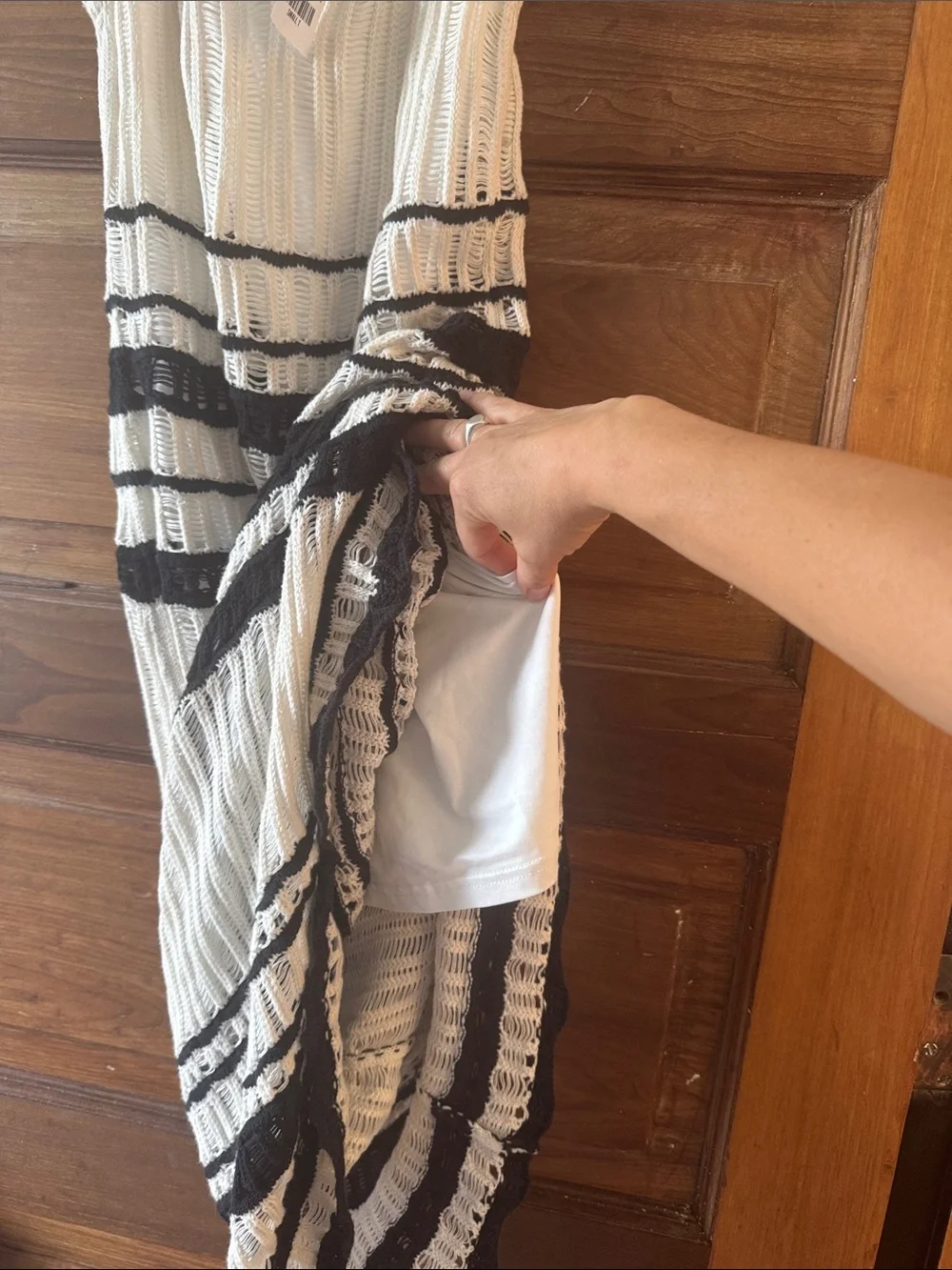 Abercrombie & Fitch Cream Maxi Dress with Black Stripes